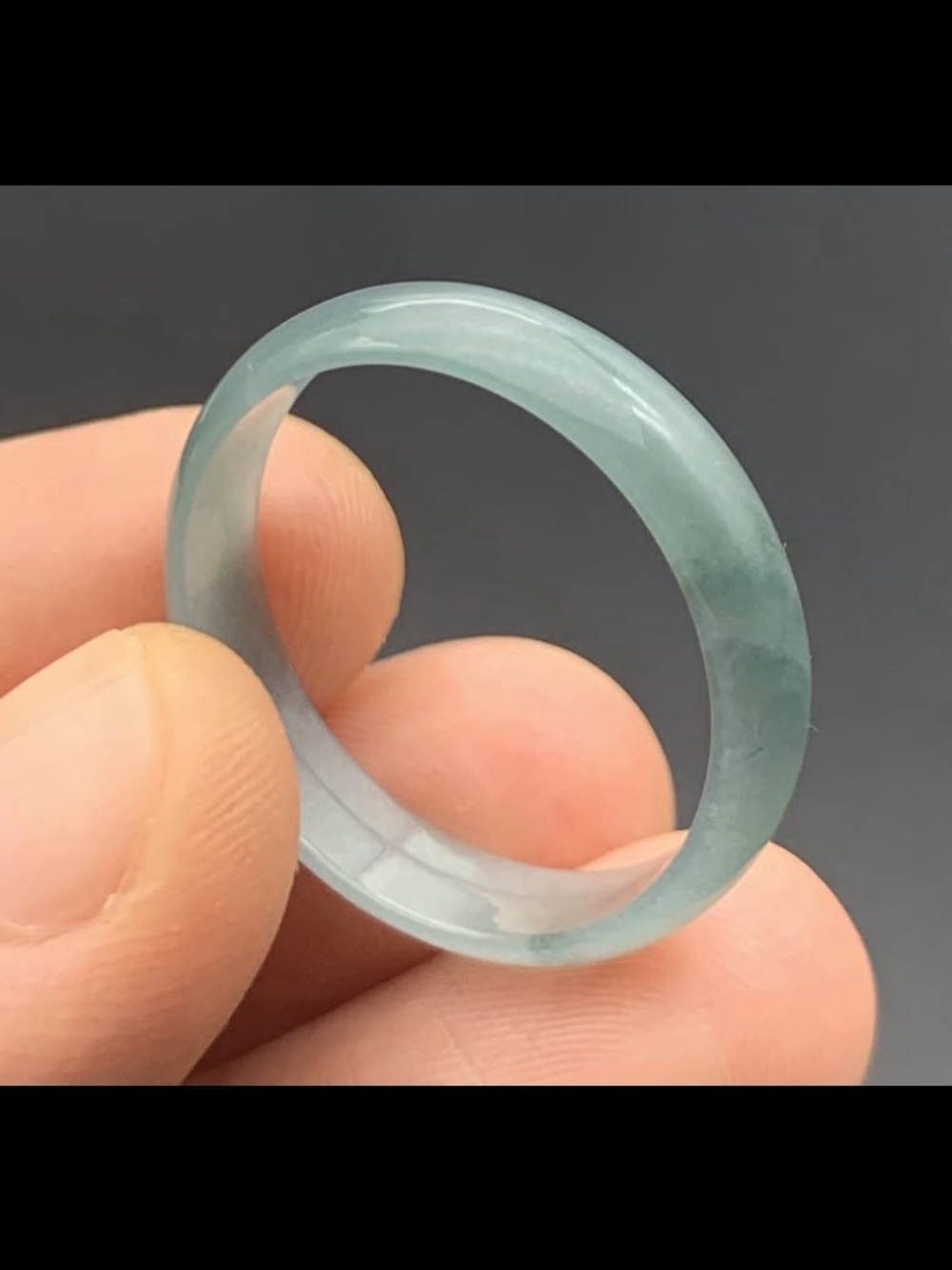 Light green Certificate Jadeite Jewelry Jade luck joyful thin Ring Size11.5